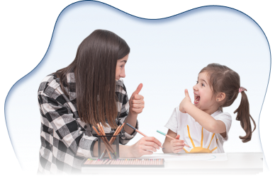 Occupational therapist building fine motor skills with child